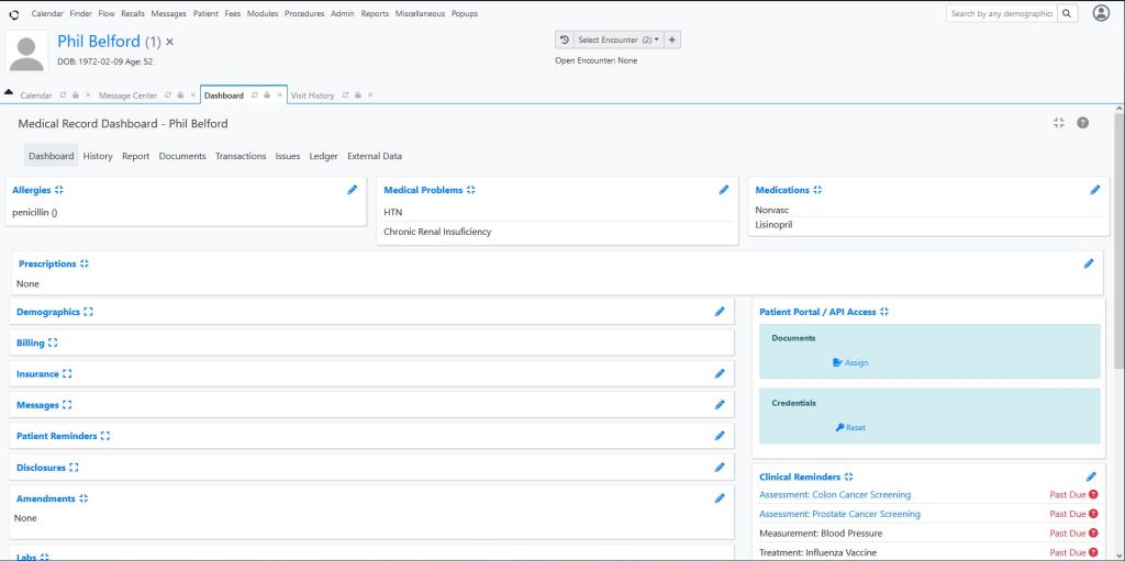 Open EMR Showing Patient Records